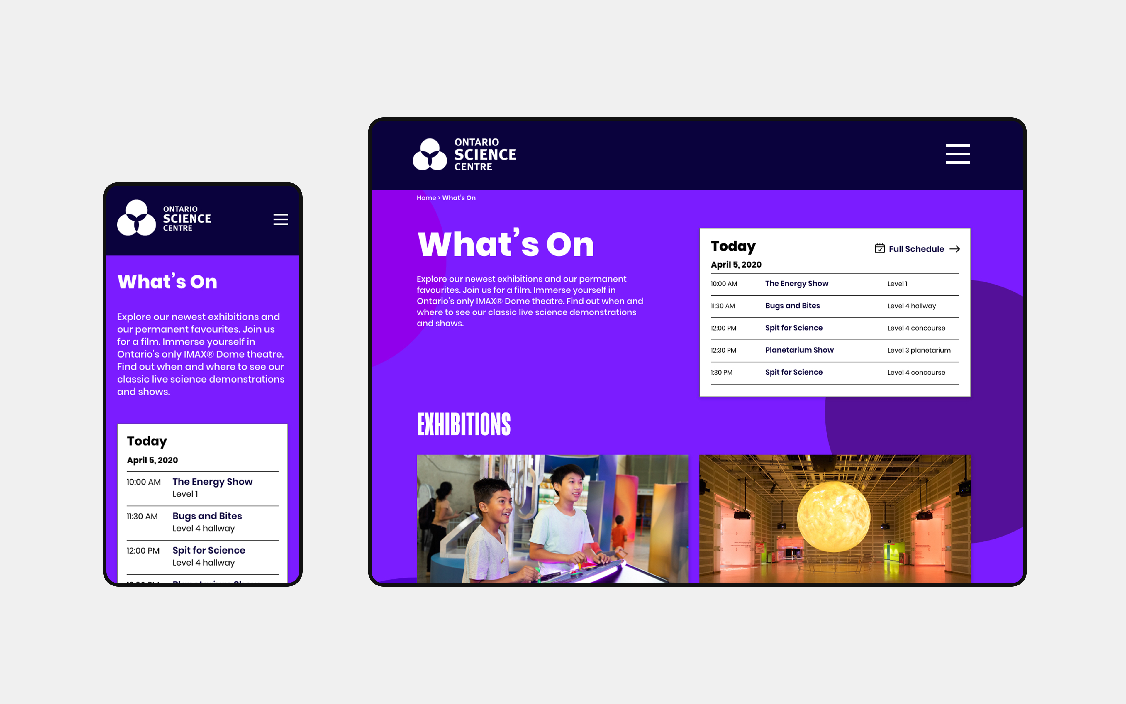 Tablet, and mobile view of OSC webpage