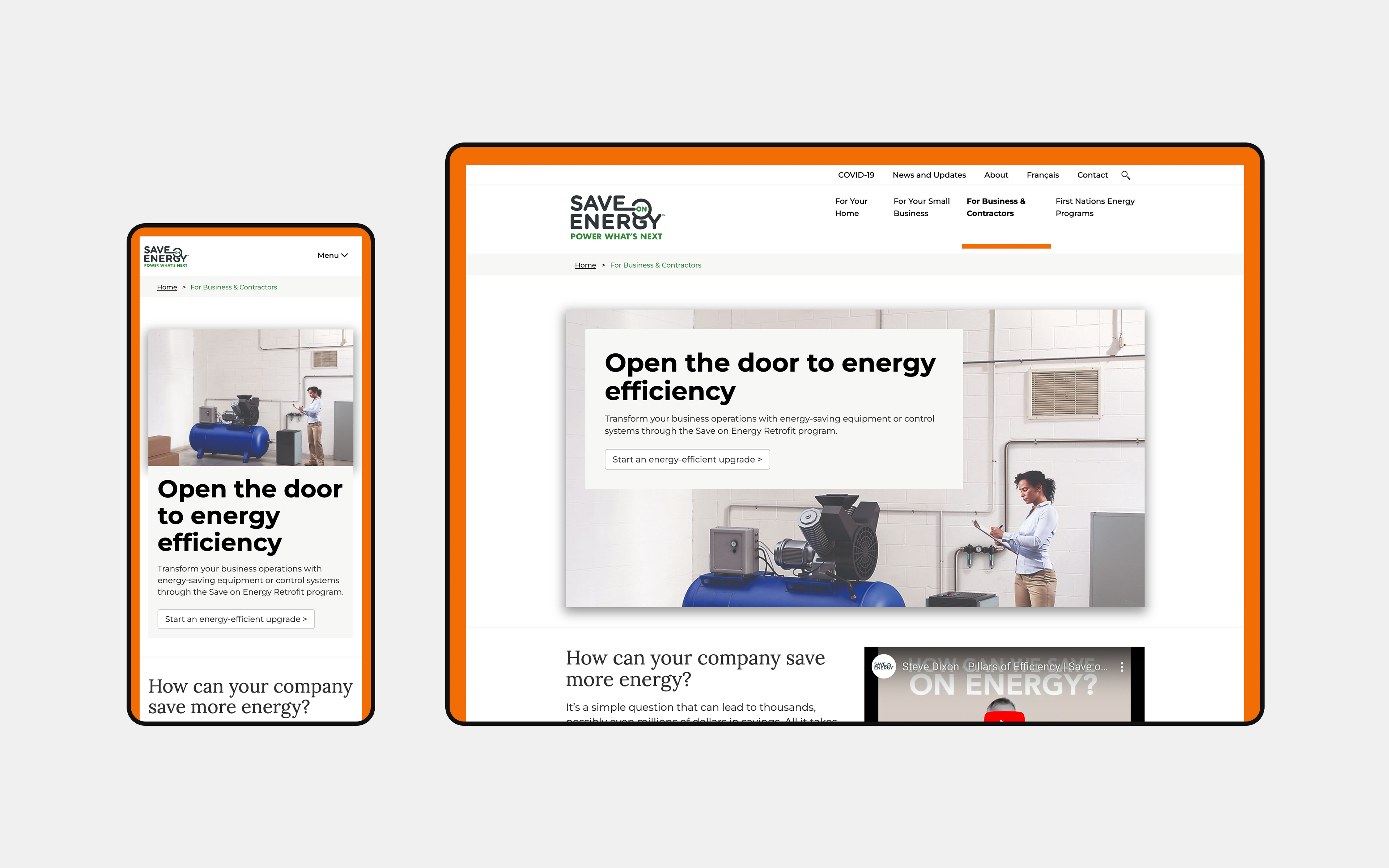 Tablet view of SOE webpage