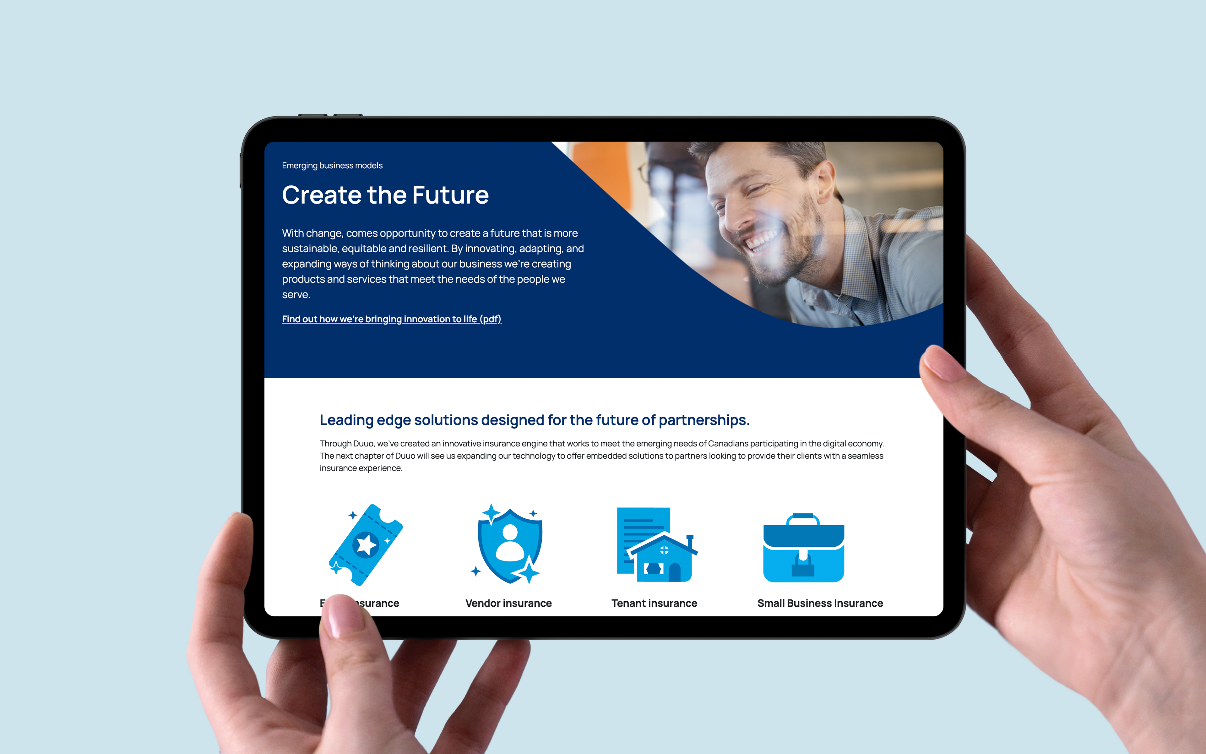 Tablet view of a Co-operators Integrated Annual Report webpage